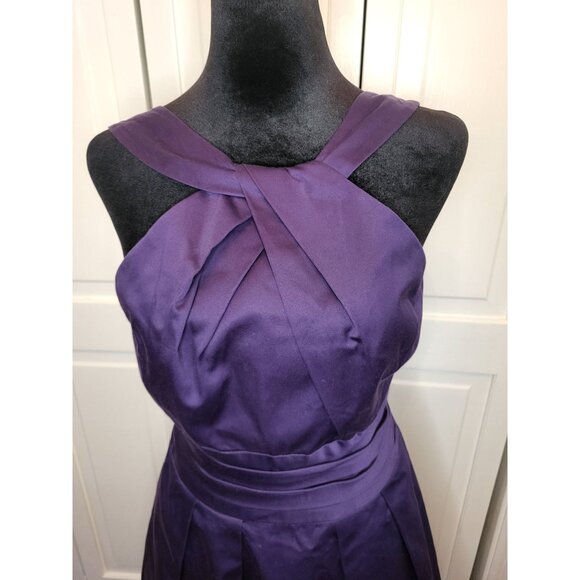 David's bridal Cotton Satten Halter Pleated Mini Dress 8 Bridesmaid Wedding Prom - Picture 6 of 9